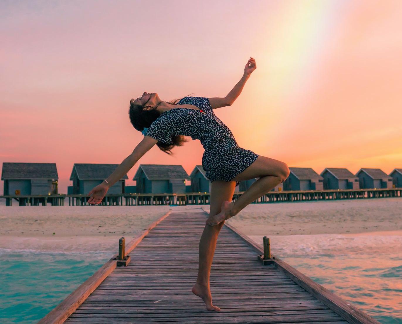 woman standing on dock